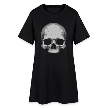Totenschädel Illustration - Frauen T-Shirt-Kleid - Schwarz - Vorne