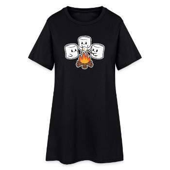 Guimauves câlines au feu de camp - Robe T-shirt Femme - noir - Devant
