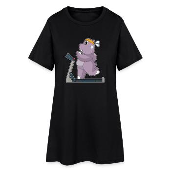 Hippopotame Jogger Jogging Sports - Robe T-shirt Femme - noir - Devant
