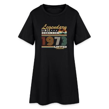 December 1973 Vintage Birthday Gift - Women’s T-Shirt Dress - black - Front