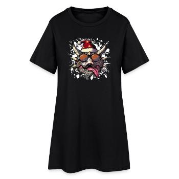 Dinosaure stégosaure Noël drôle - Robe T-shirt Femme - noir - Devant
