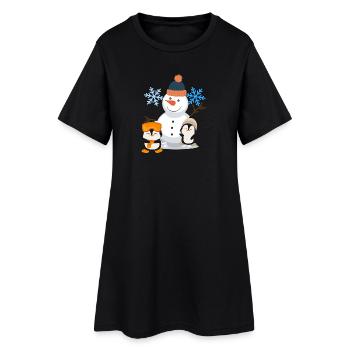 Pingouins bonhomme de neige Winter Joy - Robe T-shirt Femme - noir - Devant