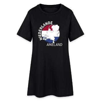 Ameland - Frauen T-Shirt-Kleid - Schwarz - Vorne