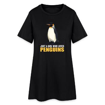 Pinguine Pinguin - Frauen T-Shirt-Kleid - Schwarz - Vorne