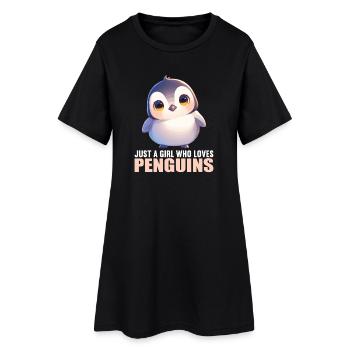 Pinguine Pinguin - Frauen T-Shirt-Kleid - Schwarz - Vorne