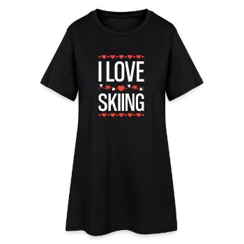 J’aime le ski Coeur Design - Robe T-shirt Femme - noir - Devant