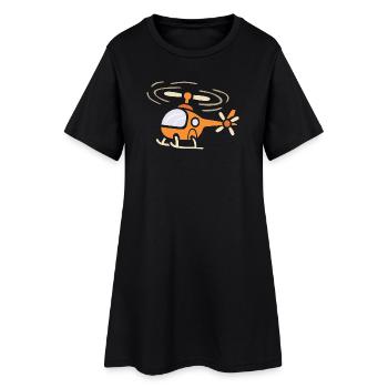 Hélicoptère de dessin animé drôle dans le style de la bande dessinée - Robe T-shirt Femme - noir - Devant