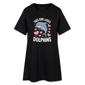 Delfin Spruch Mädchen Lustiges Delfin Geschenk - Frauen T-Shirt-Kleid - Schwarz - Vorne