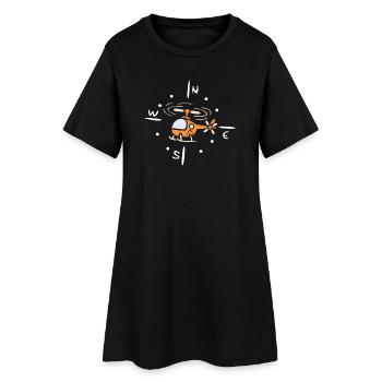 Cartoon Helikopter mit Kompass Design - Frauen T-Shirt-Kleid - Schwarz - Vorne