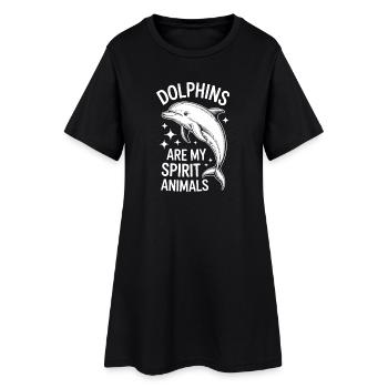 Dolphin Saying Dolphins Funny Dolphin Gift - Women’s T-Shirt Dress - black - Front
