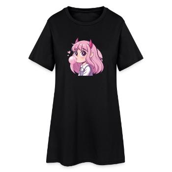 Démon aux cheveux roses Bubblegum - Robe T-shirt Femme - noir - Devant