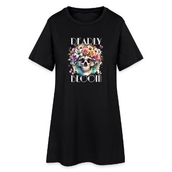Fleurs Crâne Beauté Floraison - Robe T-shirt Femme - noir - Devant