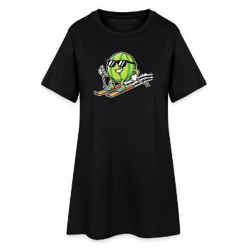 Wassermelone Auf Skiern Mit Sonnenbrille - Frauen T-Shirt-Kleid - Schwarz - Vorne