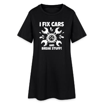 Ich repariere Autos und zerlege Zeug - Frauen T-Shirt-Kleid - Schwarz - Vorne
