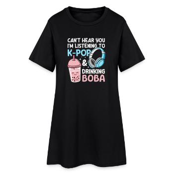 K-Pop Musique pop coréenne Bubble Tea Boba - Robe T-shirt Femme - noir - Devant