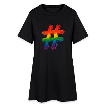 Hashtag coloré peint aux couleurs de l’arc-en-ciel - Robe T-shirt Femme - noir - Devant