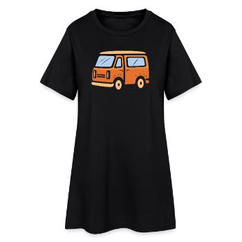 Illustration de dessin animé de camping-car rétro - Robe T-shirt Femme - noir - Devant
