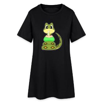 Schlange Kokosnuss  - Frauen T-Shirt-Kleid - Schwarz - Vorne