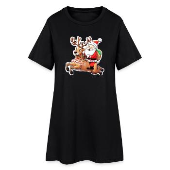 Babbo Natale - Weihnachtsmann Frohe Weihnachten - Frauen T-Shirt-Kleid - Schwarz - Vorne