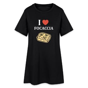 Ich liebe Focaccia Illustration Brot - Frauen T-Shirt-Kleid - Schwarz - Vorne