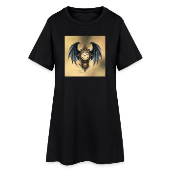 Montre Steampunk Gothique Ailée - Robe T-shirt Femme - noir - Devant