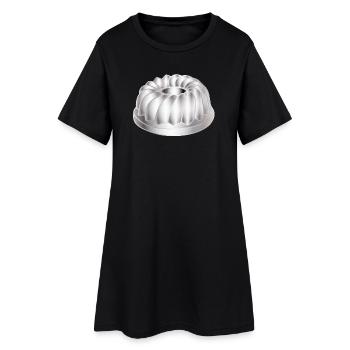 Bundt cake baking pan – simple kitchen motif - Women’s T-Shirt Dress - black - Front