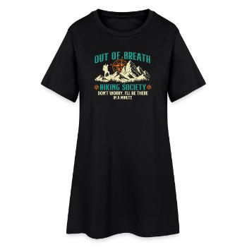 À bout de souffle Hiking Society Drôle Randonneur en plein air - Robe T-shirt Femme - noir - Devant