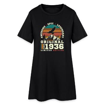 90 Jahre 1936 Vintage Retro Geburtstagsgeschenk - Frauen T-Shirt-Kleid - Schwarz - Vorne