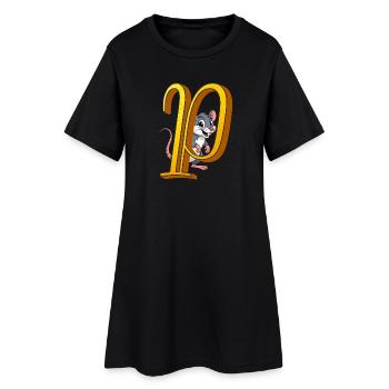 BUCHSTABE P - Frauen T-Shirt-Kleid - Schwarz - Vorne