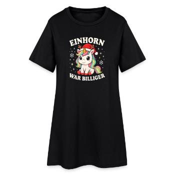 Weihnachten Spruch Humor Einhorn Lustig Rentier - Frauen T-Shirt-Kleid - Schwarz - Vorne