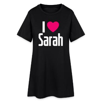 I Love Sarah Pinkes Herz Ich liebe Sarah - Frauen T-Shirt-Kleid - Schwarz - Vorne