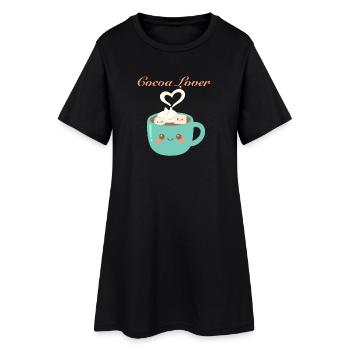 Cocoa lover - Tasse kawaii chocolat chaud d’hiver  - Robe T-shirt Femme - noir - Devant