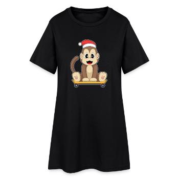 Monkey Christmas Skateboard - Women’s T-Shirt Dress - black - Front