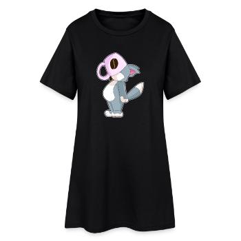 Tasse à café chat - Robe T-shirt Femme - noir - Devant