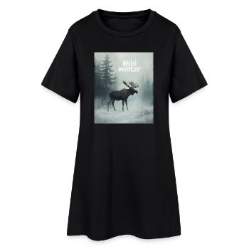 Orignal sauvage d’hiver - Robe T-shirt Femme - noir - Devant