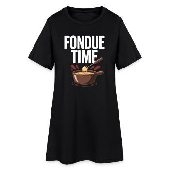 Fondue Time Cheese Fondue Lover Fun Design - Women’s T-Shirt Dress - black - Front