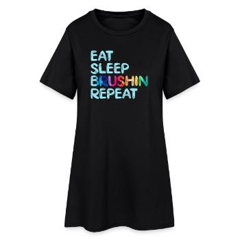 Artiste Peintre Graphique Manger Dormir PinceauRépéter - Robe T-shirt Femme - noir - Devant