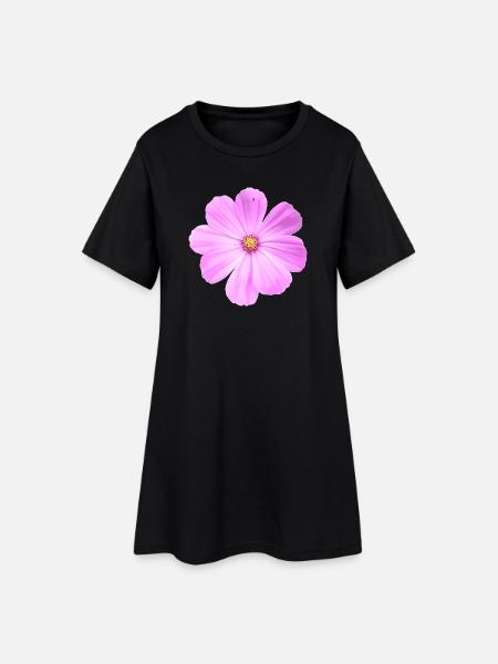 Blume - Frauen T-Shirt-Kleid - Schwarz