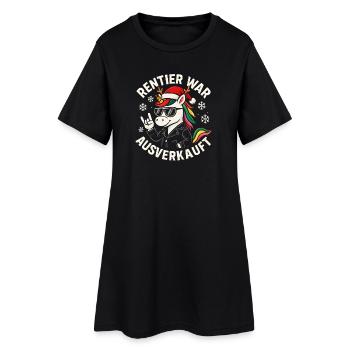 Weihnachten Spruch Humor Einhorn Lustig Rentier - Frauen T-Shirt-Kleid - Schwarz - Vorne