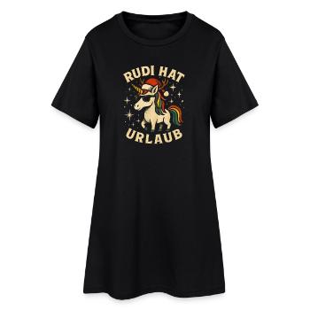Weihnachten Spruch Humor Einhorn Lustig Rentier - Frauen T-Shirt-Kleid - Schwarz - Vorne