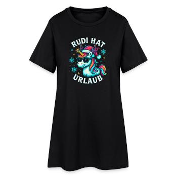 Weihnachten Spruch Humor Einhorn Lustig Rentier - Frauen T-Shirt-Kleid - Schwarz - Vorne