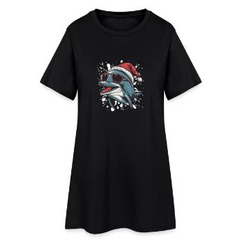 Dauphin Noël Drôle - Robe T-shirt Femme - noir - Devant