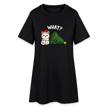 Lumières de Noël Annyoed Cat - Robe T-shirt Femme - noir - Devant