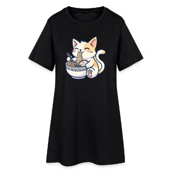 Kawaii Ramen Cat Joy - Robe T-shirt Femme - noir - Devant