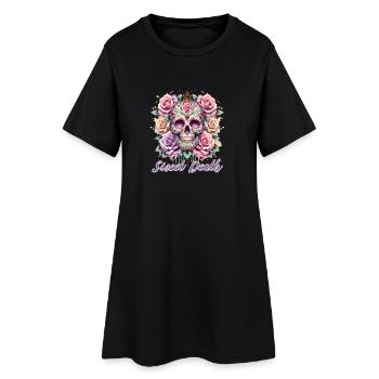 Fleurs Crâne Beauté Floraison - Robe T-shirt Femme - noir - Devant