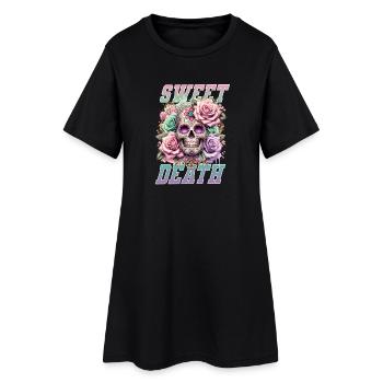 Fleurs Crâne Beauté Floraison - Robe T-shirt Femme - noir - Devant