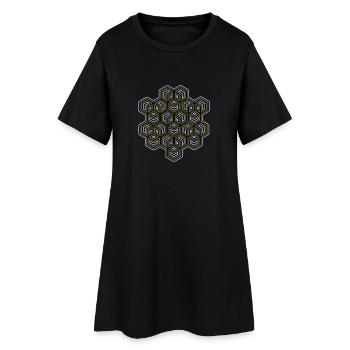 Géométrie hexagonale motif Goa Yoga Sport Méditation - Robe T-shirt Femme - noir - Devant