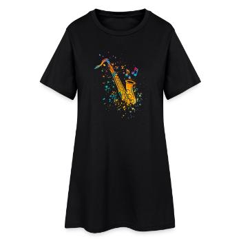 Saxophone Jazz Saxophoniste Musiciens d’orchestre - Robe T-shirt Femme - noir - Devant
