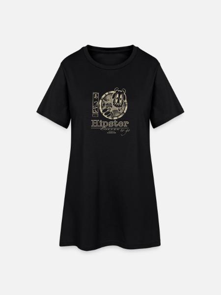 Hipster coffee to go - Women’s T-Shirt Dress - black