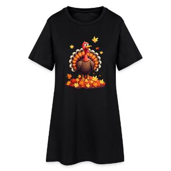 Thanksgiving Drôle Dinde de Thanksgiving - Robe T-shirt Femme - noir - Devant